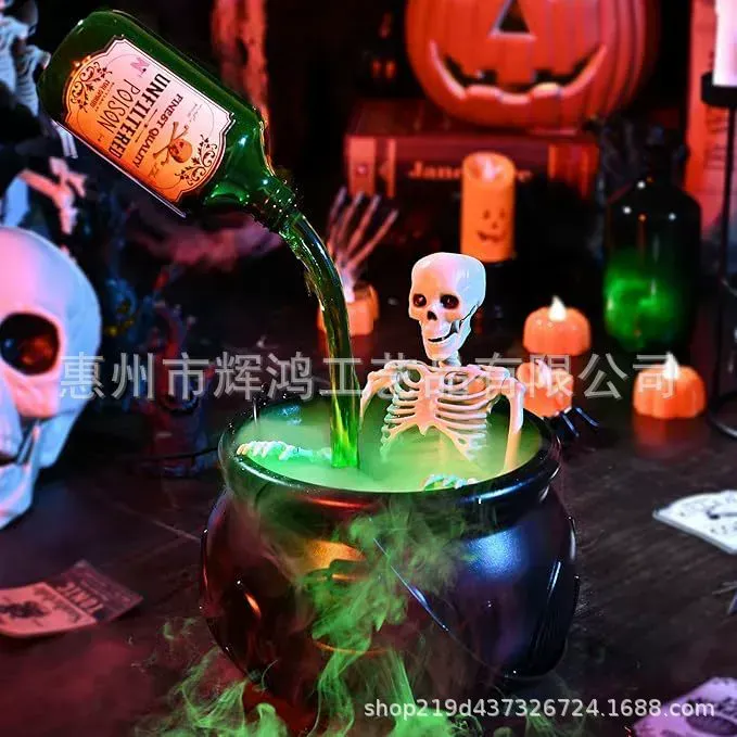 Halloween Decorations Set - Floating Magic Potion Bottles with Diffuser, Black Bat Bucket, Perfect for Hocus Pocus Themed Parties & Spooky Celebrations
