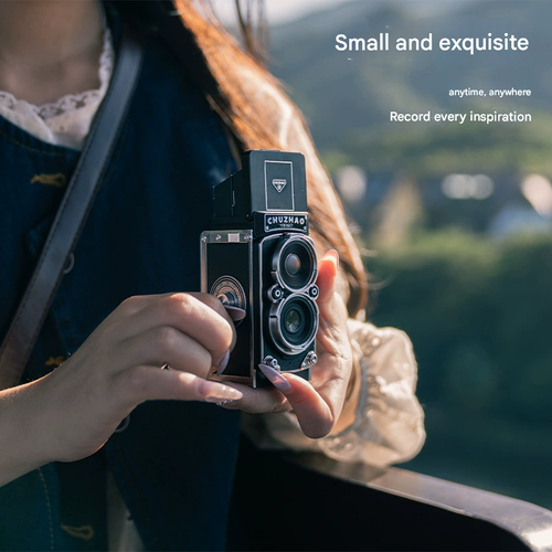 New Vintage CCD Film Camera - Retro Twin-Lens Reflex Digital Camera, High-Definition Compact Camera for Students & Girls, Portable Travel Camera with Hand-Crank Design, Retro Birthday Gift