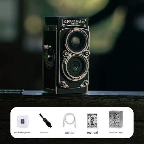 New Vintage CCD Film Camera - Retro Twin-Lens Reflex Digital Camera, High-Definition Compact Camera for Students & Girls, Portable Travel Camera with Hand-Crank Design, Retro Birthday Gift