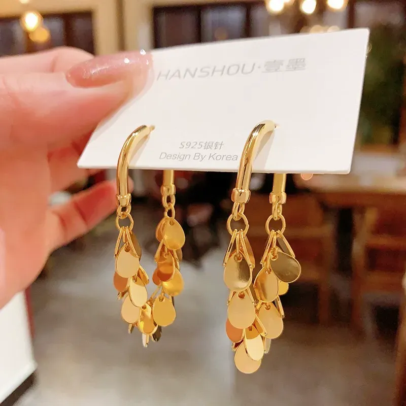 New Light Luxury Hong Kong Style Earrings - Retro High-End Water Drop Tassel Earrings, Trendy Influencer Ear Jewelry, Minimalist Fashion Earrings for Women