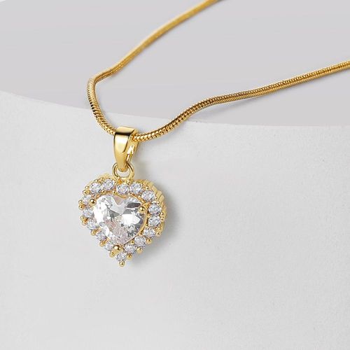 Heart & Sunflower Copper Zircon Necklace for Women - Luxury Minimalist High-End Collarbone Chain, Sweet Versatile Jewelry with Exquisite Design, Dainty Accessory for Daily Wear & Gifting