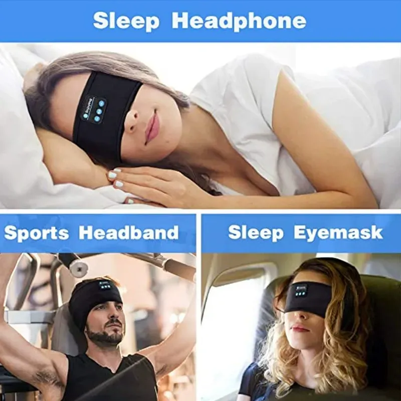 New Multifunctional Bluetooth 5.0 Headband - Music Sleep Eye Mask, Detachable Sweat-Absorbing Headband for Fitness, Yoga & Outdoor Running, Versatile Sports Headband with Wireless Audio, Comfortable for Sleep & Workouts
