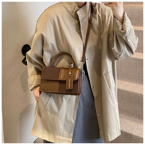 Women's Patchwork Design Stylish Handbag, Girlfriend Gifts, Fashion Purses, Fashionable Pu Leather Shoulder Bag Crossbody Bag for Women Daily Used, Casual Trendy Versatile High-quality Daily Commuting Satchel Bag, Casual Patched Handbag, Sling Purse