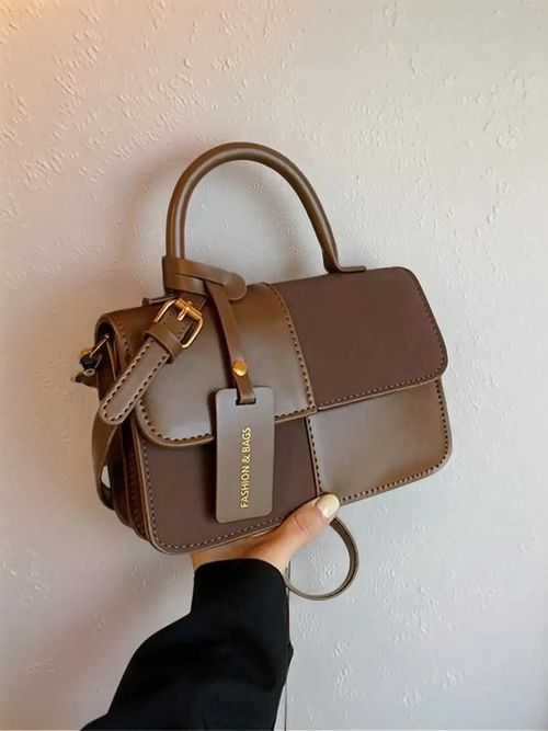 Women's Patchwork Design Stylish Handbag, Girlfriend Gifts, Fashion Purses, Fashionable Pu Leather Shoulder Bag Crossbody Bag for Women Daily Used, Casual Trendy Versatile High-quality Daily Commuting Satchel Bag, Casual Patched Handbag, Sling Purse