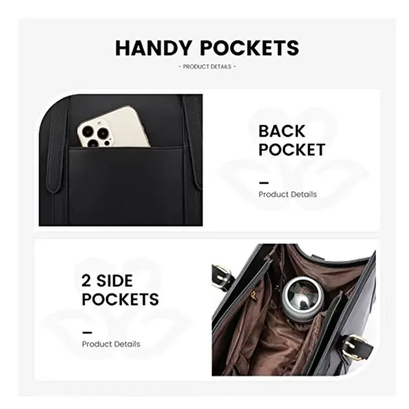 Canvas Laptop Tote Bag 15.6 and 17.3 inches for Women with Clutch Purse, Lightweight Tote Bag with 2 Cup Holder, Purses for Women, Computer bag for Work, Office, Casual