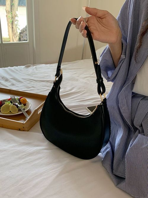 Women's Simple Style Plain Color Moon Shaped Shoulder Bag Crossbody, Casual Trendy Novelty Pu Leather Handheld Elegant Commuter Bag, Fashionable Hobo Bag for Daily Use