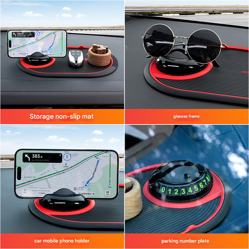 4-in-1 Multifunctional Car Phone Anti-Slip Mat - Hidden Parking Number Plate Phone Navigation Mount Customizable Car Interior Accessory