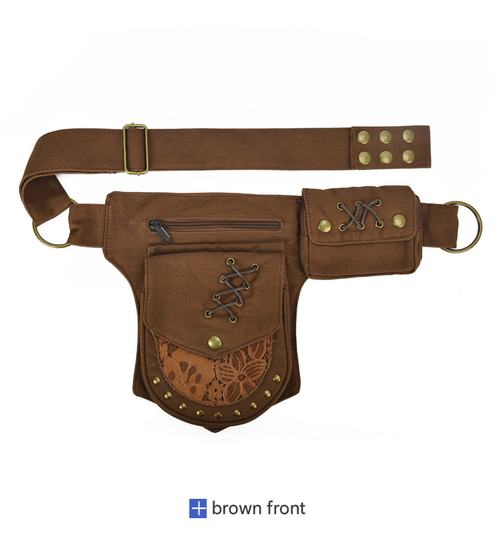 Women's Punk Style Rivet Embedded Fabric Leg Bag, Fashionable Outdoor Sports Running Bike Mountaineering Bag, Casual Versatile Zipper Leg Bag for Daily Used, Zipper Bum Bag