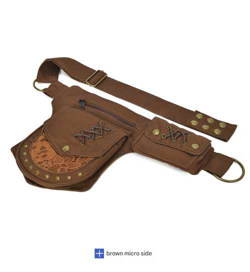 Women's Punk Style Rivet Embedded Fabric Leg Bag, Fashionable Outdoor Sports Running Bike Mountaineering Bag, Casual Versatile Zipper Leg Bag for Daily Used, Zipper Bum Bag