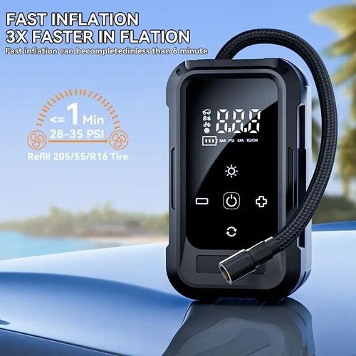 Portable air compressor air pump, 150PSI, 3X fast inflation, 6000mAh long-lasting battery life, suitable for inflating balls, bicycles, motorcycles, and car tires - multi-functional auto accessories! Men gifts!