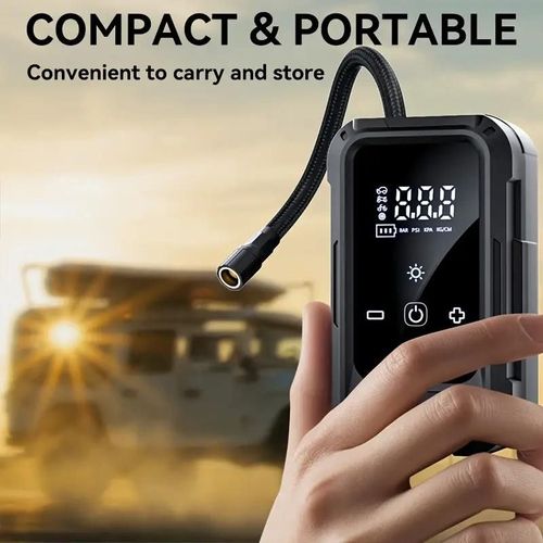 Portable air compressor air pump, 150PSI, 3X fast inflation, 6000mAh long-lasting battery life, suitable for inflating balls, bicycles, motorcycles, and car tires - multi-functional auto accessories! Men gifts!