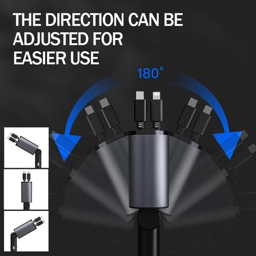 4 in 1 Retractable Car Charger - USB C Fast Charging Adapter with Built-in Lightning Cable, Compatible with iPhone  Pro Max Plus, Samsung , Universal Compact Car Charger for Smartphones