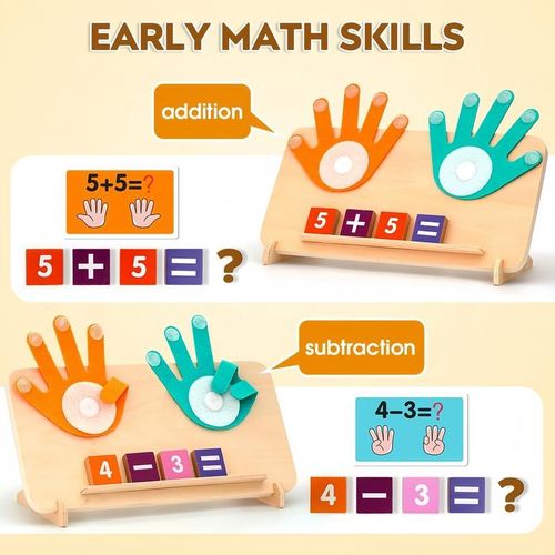 Montessori Math Toys for Toddlers 2-5, Wooden Educational Counting Blocks and Number Learning Set, Preschool Homeschool Supplies for Boys and Girls, Early Learning Manipulatives, Board, Ideal Birthday Gift for Kids