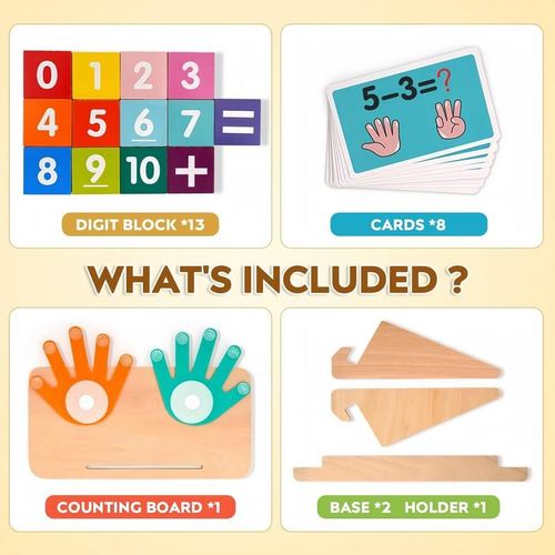 Montessori Math Toys for Toddlers 2-5, Wooden Educational Counting Blocks and Number Learning Set, Preschool Homeschool Supplies for Boys and Girls, Early Learning Manipulatives, Board, Ideal Birthday Gift for Kids