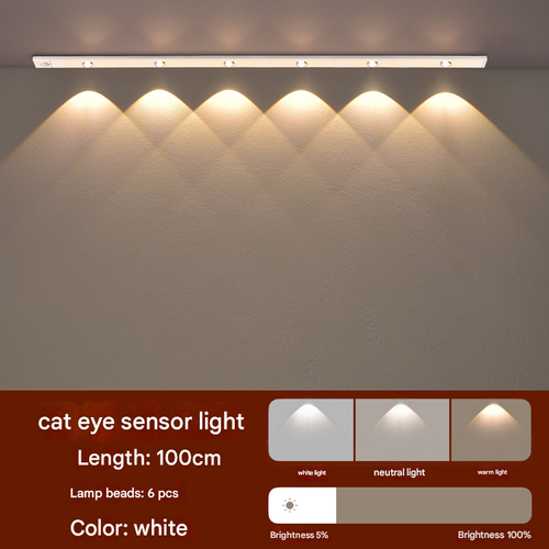 Under Cabinet Lights - 76LED Motion Sensor Indoor Night Light, 1500mAh USB Rechargeable, Dimmable Lighting for Kitchen, Stairs & Wardrobe, Energy-Saving Indoor Use