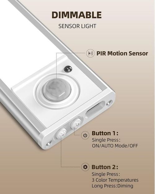 Under Cabinet Lights - 76LED Motion Sensor Indoor Night Light, 1500mAh USB Rechargeable, Dimmable Lighting for Kitchen, Stairs & Wardrobe, Energy-Saving Indoor Use