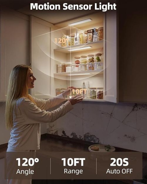 Under Cabinet Lights - 76LED Motion Sensor Indoor Night Light, 1500mAh USB Rechargeable, Dimmable Lighting for Kitchen, Stairs & Wardrobe, Energy-Saving Indoor Use