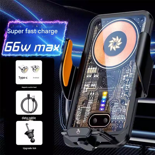 Car wireless charging bracket 15W wireless charging 66W magnetic charging car bracket, car air outlet center console installation suitable for iPhone 16 15 14 13 12 11 Xs Peomax universal charger suitable for Samsung S24 23 22 21 and other mobile phones