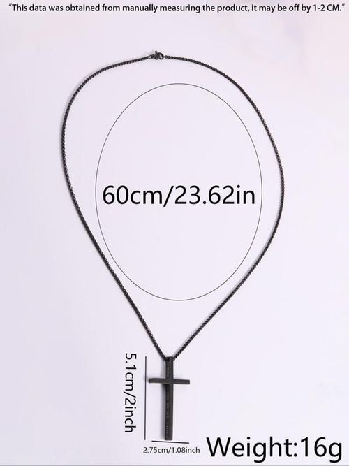 Plain Cross Pendant Necklace with Letter Pattern for Women Men for Valentine's Gift, Casual Metal Link Matching Necklace, All-match Jewelry for Party, Daily Clothing Decor