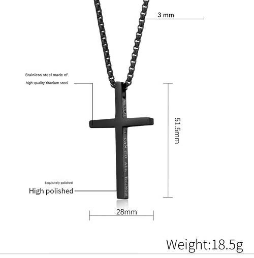 Plain Cross Pendant Necklace with Letter Pattern for Women Men for Valentine's Gift, Casual Metal Link Matching Necklace, All-match Jewelry for Party, Daily Clothing Decor