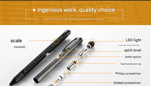 9-in-1 Multitool Pen for Men and Women, Compact and Portable EDC Tool, Gifts for Men, Husband, Boyfriend, Great Value Gift for Office, DIY, Travel, and Everyday Use