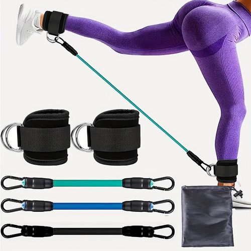 Ankle Resistance Bands with Cuffs - Ankle Workout Bands & Ankle Weights for Women, Glutes Legs Butt Exercise Equipment, Home Gym Fitness Accessories, Ideal Gifts for Dads Moms Boys Girls, Durable Ankle Straps for Training