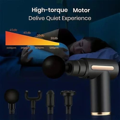 Home Portable USB Rechargeable 6-Speed Body Massage Gun - Adjustable Multifunctional Body Fascia Gun, Perfect for Muscle Recovery, Neck & Back Pain Relief, Post-Workout Relaxation, 4 Replaceable Heads, Black Color, Ideal Gift Option, Compact & Easy to Use
