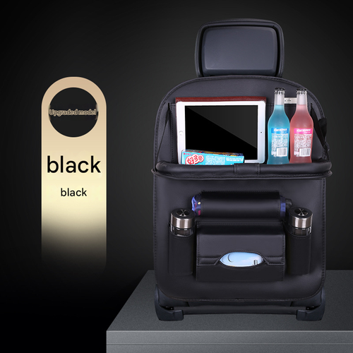 Leather Car Seat Back Organizer with Foldable Dining Table - Kids-Friendly Rear Seat Storage Bag, Car Backseat Hanging Organizer for Snacks Toys, Durable  Storage Rack for Daily Use