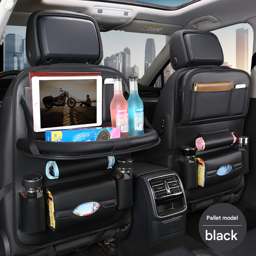 Leather Car Seat Back Organizer with Foldable Dining Table - Kids-Friendly Rear Seat Storage Bag, Car Backseat Hanging Organizer for Snacks Toys, Durable  Storage Rack for Daily Use