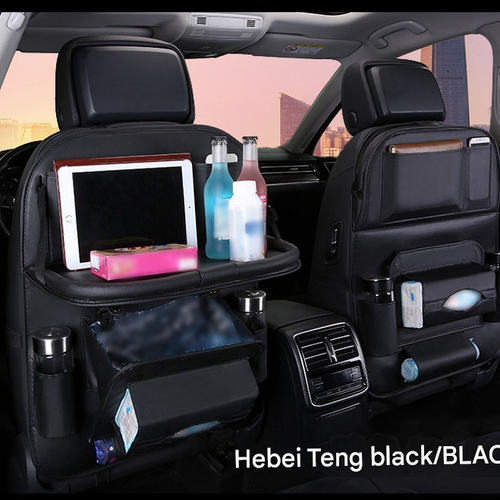 Leather Car Seat Back Organizer with Foldable Dining Table - Kids-Friendly Rear Seat Storage Bag, Car Backseat Hanging Organizer for Snacks Toys, Durable  Storage Rack for Daily Use