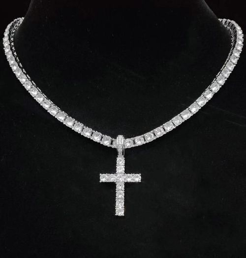 Necklaces for Men, Unisex Cross Necklace, chains, 2025 Trendy Iced Out Charm Necklace, Punk Accessories for Gift without Box