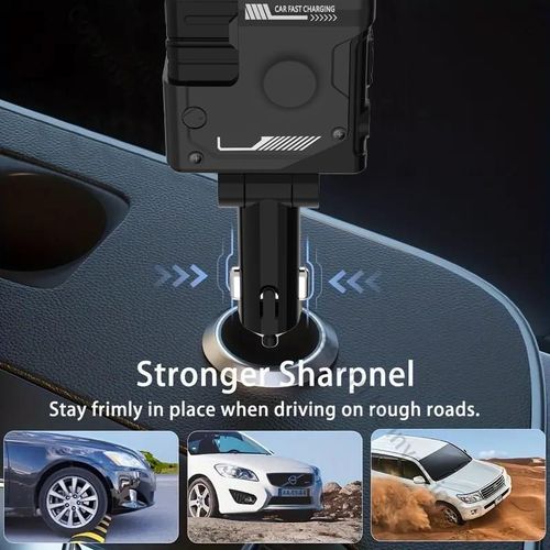 Retractable Car Charger 4 in 1, USB-C Fast Charging Adapter with Lightning Cable&Dual Charge Port Compatible with iPhone, Samsung,Smartphone