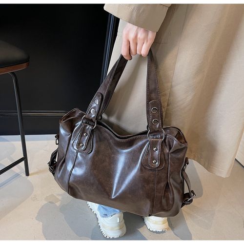 Women's Elegant Solid Color Shoulder Bag, handbag shoulder bag, Fashionable Large Capacity Crossbody Bag for Work & Daily Used, Casual Trendy Versatile High-quality Daily Commuting Bag