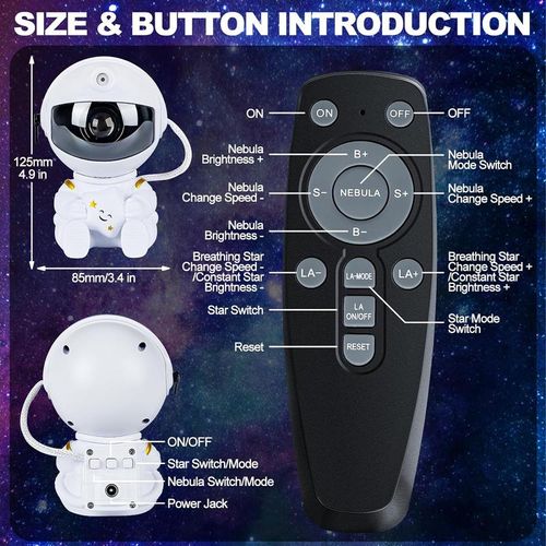 Astronaut Galaxy Star Projector Starry Night Light - Starry Nebula Ceiling Projection Lamp with 8 Modes, Remote and 360° Adjustable, Gift for Kids Adults for Bedroom Decor Aesthetic