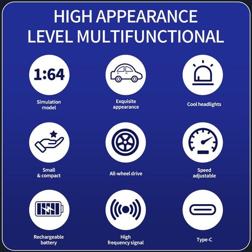 Mini RC Drift Car - 4WD Full-Proportional Control with Steering Servo, LED Lights USB Rechargeable, Ideal Gift for Kids Boys Birthday Christmas