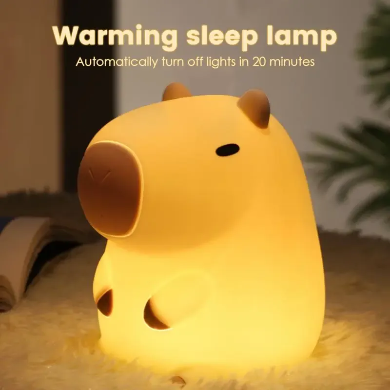 Cartoon Capybara Design Night Light,Squishy night light,USB Rechargeable Animal Shaped Night Light,Portable Touch Control Light For Bedroom,Living Room,Office,Suitable for Baby, Toddler, Girl