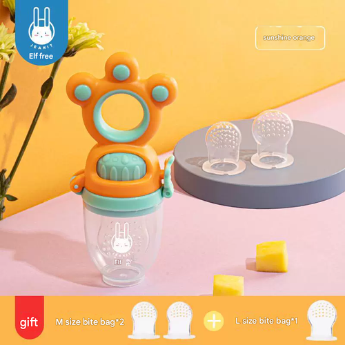 Elf Rabbit Baby Fruit Feeder Teether - Silicone Food Feeder for Baby Led Weaning, Multi-Functional Teething Toy, Safe Gum Soother, Infant Fruit Nibbler & Teething Aid