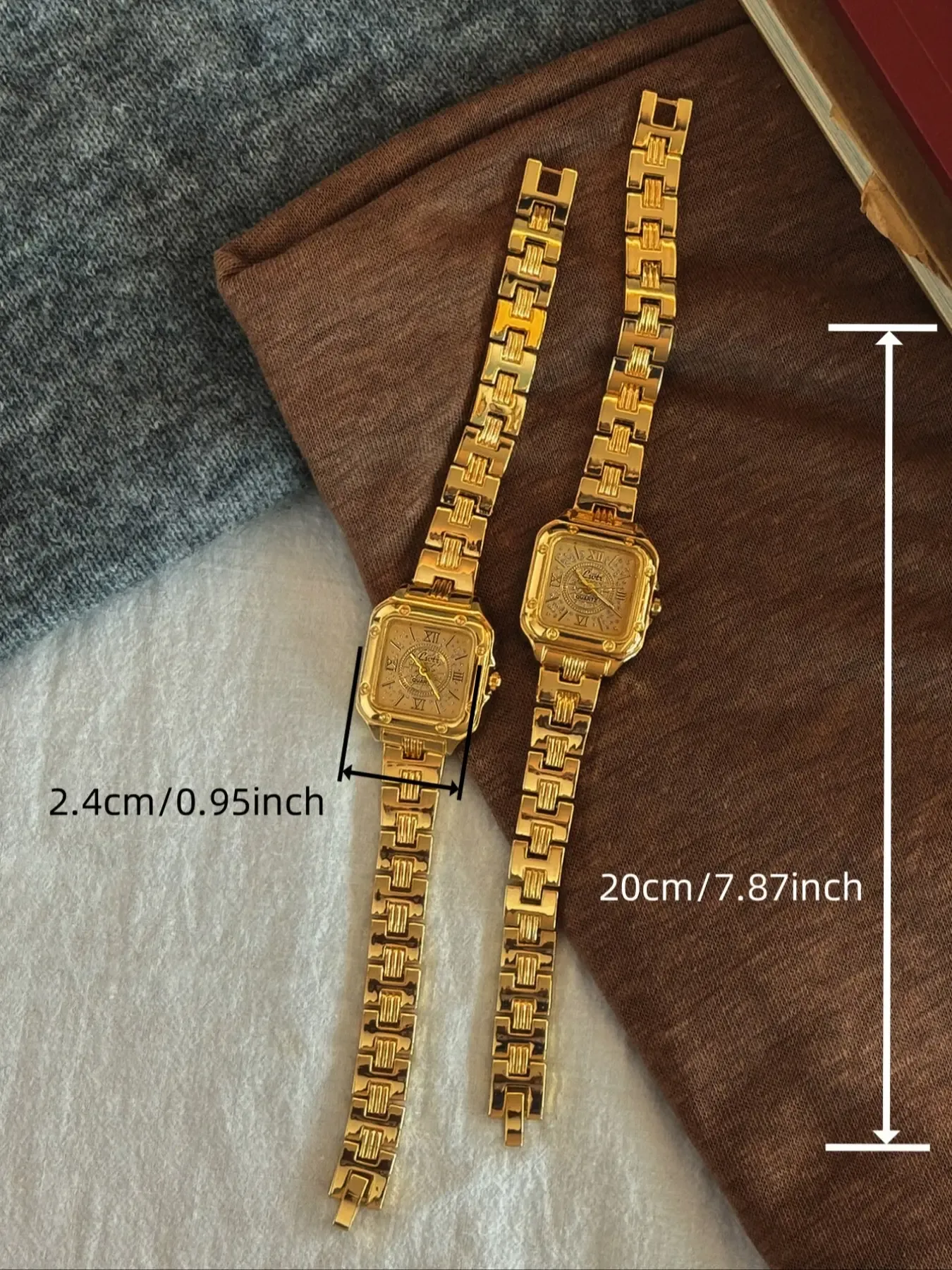 New gold square dial ladies watch, elegant and simple casual style, Roman scale dial, fashionable personality, 30 meters waterproof and durable ladies quartz watch, suitable for daily life and going out parties, Modern Fashionable Wristwatch