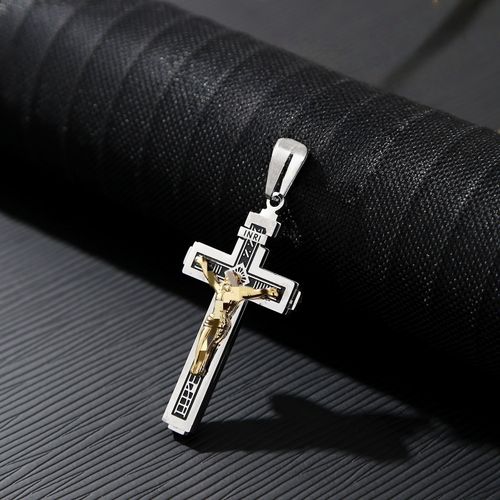 Men's Minimalist Faith Cross Necklace - Stainless Steel with Inscriptions, Durable Fashion Accessory | Halo Accessories