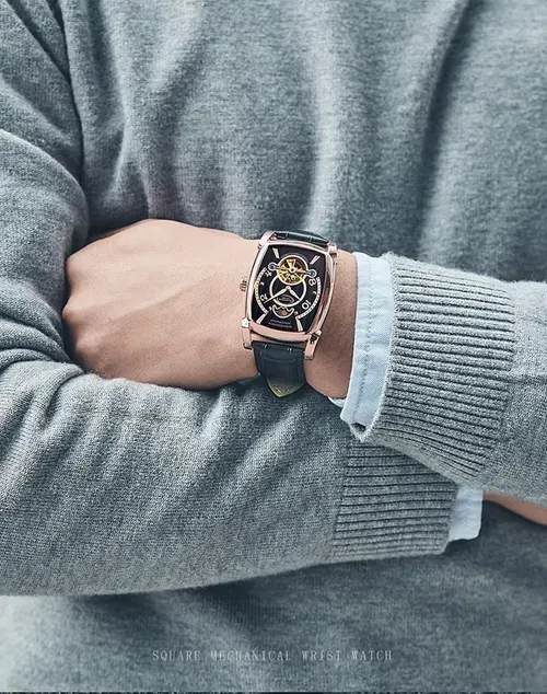 Men's Business Fashion Mechanical Watch, Fashion Waterproof Watch for Party, Daily Clothing Decor, Trendy All-match & Exquisite Watch for Birthday Gift with Box