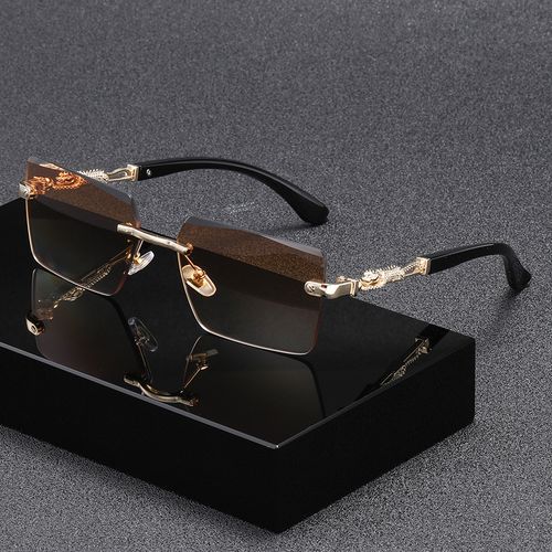 Men's Square Glasses, Classic Fashion Glasses, Casual Fashionable Rimless Glasses for Everyday Use, Fashion Accessories for Outdoor Activities, Stylish Trendy High Quality Eyewear