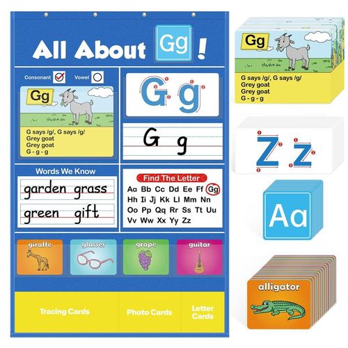 Alphabet Learning Pocket Chart Alphabet Wall Chart ABC Flash Cards Learning Games, Handwriting Practice Letter Tracing Learning Activities ,School holidays Must Haves