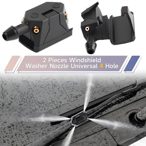 2 PCS Front Windshield Washer Nozzles, 4 Holes Car Windshield Washer Wiper Arm Sprayer, Auto Left Right Windshield Washer Squirter Nozzle Replacement, Universal Vehicle Accessories
