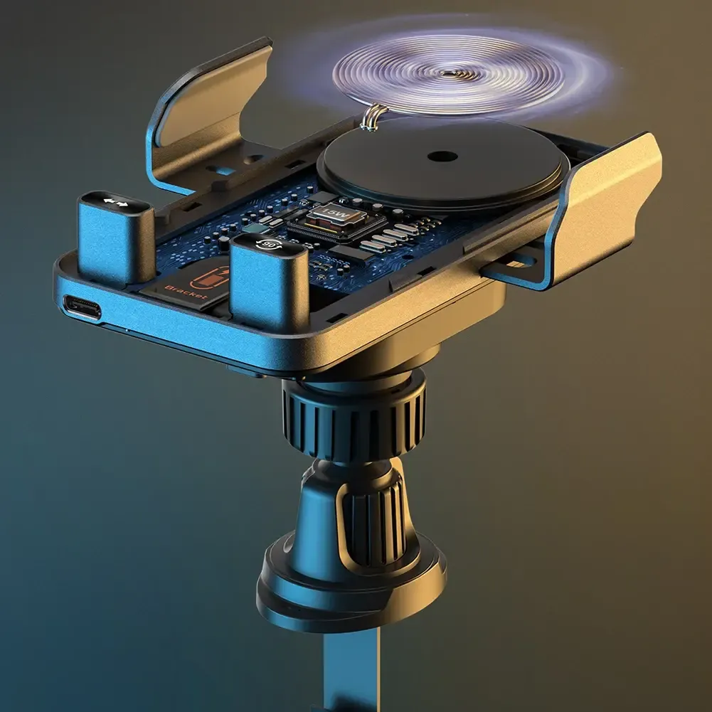 15W Wireless Charging Car Phone Holder Electric Induction Opening Closing Horizontal and Vertical Rotation Air Vent Mount Multifunctional for Apple and Android Phones Electronic Smartphone Charger