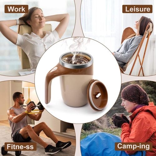 Automatic Magnetic Self Stirring Coffee Mug Rechargeable Stainless Steel Insulated Mixing Cup with Lid for Coffee Milk Tea Hot Chocolate and Protein Powder Christmas Gift