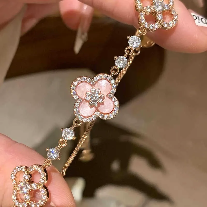 2025 Premium Spring Blossom Vow Pink Floral Bracelet | Noble Chic Niche Design | Versatile Luxury Accessory for Autumn-Winter