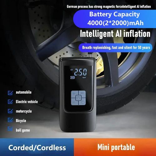 Portable Wireless Car Tire Inflator, 150PSI Rechargeable Car Tire Air Pump, Powerful Cordless Digital Tire Inflator with Accessories for Cars, Off-road Vehicles & Motorcycles, Automotive Vehicle Tool