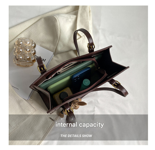 Women's Zipper Purse Tote Bag, Fashionable Solid Color Large Capacity Shoulder Bag with Rabbit Charm, Casual Solid Color Shoulderbag, Female Trendy Commuter Bag for Work, Everyday Bags, Convertible Shoulder Bags