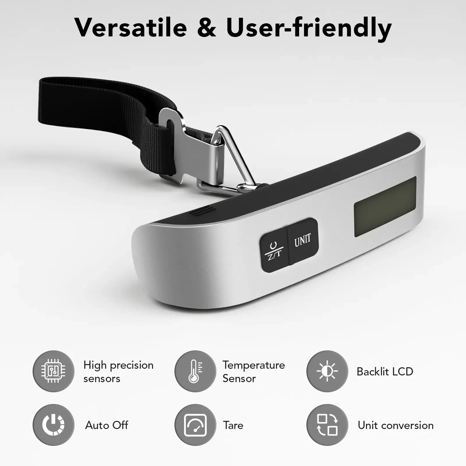 Portable Digital Luggage Scale, Pet Scale for Accurate Weighing, 110lbs Hanging Baggage Scale with Backlit LCD Display, Portable Suitcase Weighing Scale, Travel Luggage Weight Scale with Hook, Strong Straps for Travelers