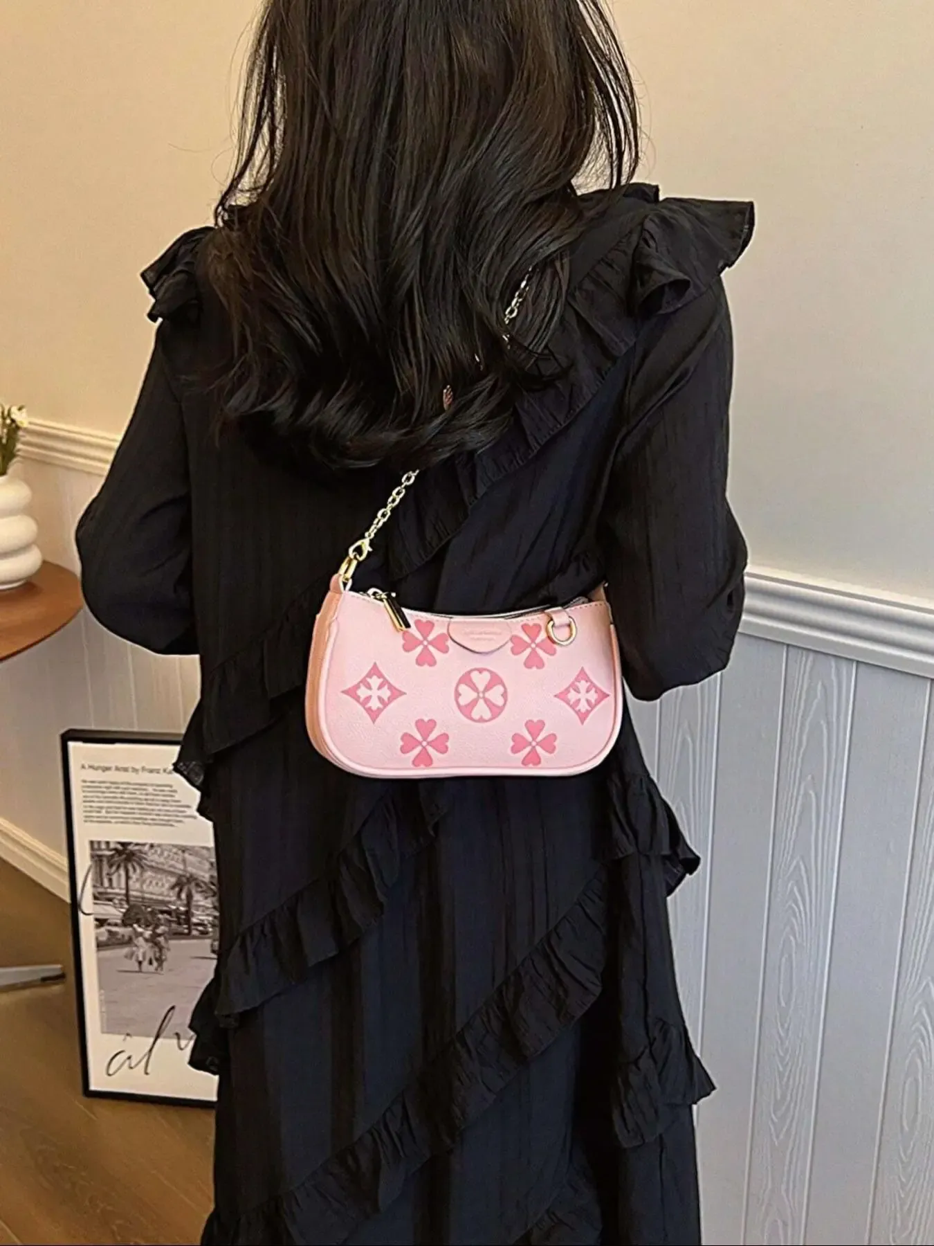 Women's Fashionable Patterned Bag, Elegant Embossed Bag, Stylish Crossbody Bags with Adjustable Strap, Casual PU Leather Zipper Shoulder Purse for Daily Use and Commuting, Trendy Versatile High-Quality Bag